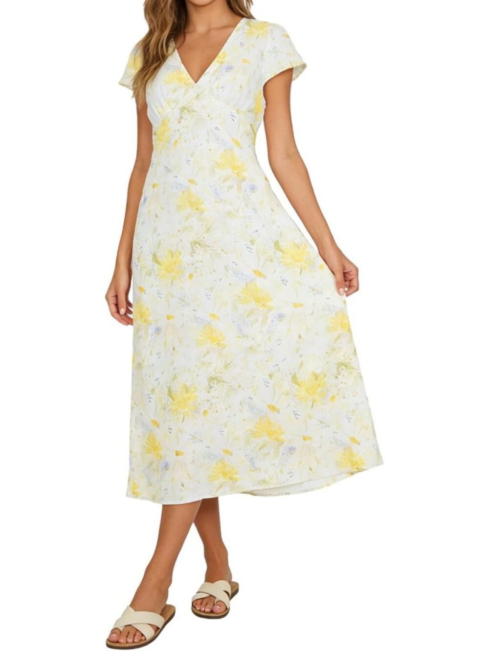 Here’s an optimized title for Poshmark: "Women's 100% Linen Cap Sleeve Maxi
